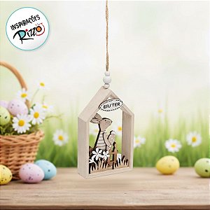 Tag Coelho de Páscoa Casinha de Madeira - Cromus - 01 un - Rizzo