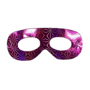 Máscara de Carnaval em Papel Holográfico - Rosa Pink - Mod 6934 - 12 unidades - Rizzo