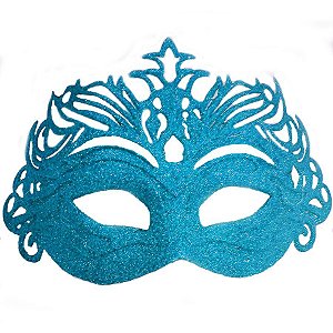 Máscara de Carnaval Glitter e Estrelas Mod 6804 - Azul - 01 unidade - Rizzo