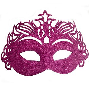 Máscara de Carnaval Glitter e Estrelas Mod 6804 - Rosa - 01 unidade - Rizzo
