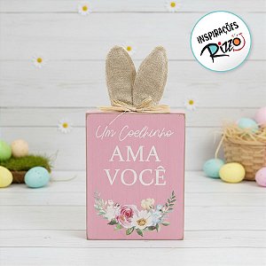 Placa Decorativa c/ Orelhas de Coelho - Rosa - 25cm - 01 unidade - Cromus Páscoa - Rizzo