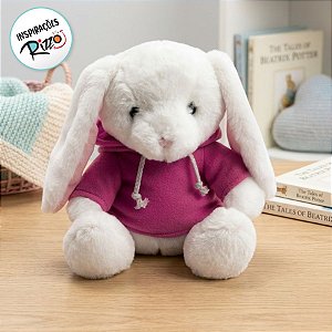 Coelho Pelúcia com Blusa Moletom Capuz - Rosa - 20cm - 01 unidade - Cromus Páscoa - Rizzo