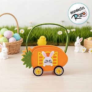 Cesta em Feltro tipo Veículo Cenoura Coelhinho P - 1 unidade - Cromus - Rizzo Embalagens