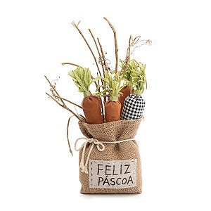 Saco Decorativo com Cenouras Bege/Laranja/Marrom - 1 unidade - Cromus - Rizzo Embalagens