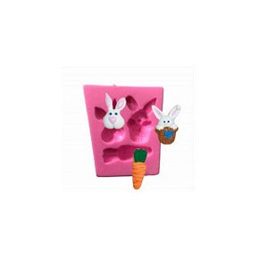 Molde de Silicone Coelho e Cenoura P35 Molds Planet Rizzo Confeitaria