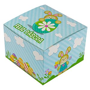 Caixa Quadrada para Doces Coelho Campestre - 10 unidades - Decora Festas Ltda - Rizzo Embalagens
