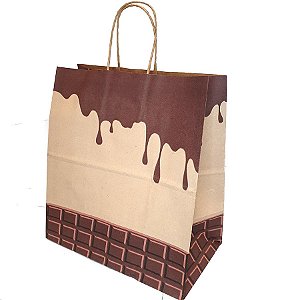 Sacola de Papel Calda de Chocolate Ref 5775 - 23,5x13,5x25cm - 10 unidades - WMA - Rizzo Embalagens