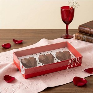 Caixa Coração Lapidado para 3 Corações 18 g Tanto Amor - 6 unidades - Cromus - Rizzo