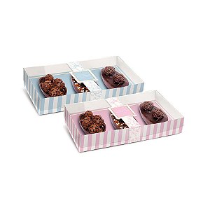 Caixa Practice para 3 Meios-Ovos 50 g - Tons Chocolate - 1 unidade Pct. c/ 6 unds. - Cromus - Rizzo Embalagens