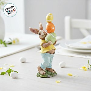 Coelho Decorativo de Resina Carregando Ovos - Fancy - 1 unidade - Cromus - Rizzo