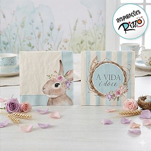 Guardanapo Coelha Serena Azul - 1 unidade Pct. c/ 20 unds. - Cromus - Rizzo Embalagens