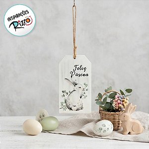 Enfeite para Pendurar Tag Coelho Direita - 01 Unidade - Cromus - Rizzo Embalagens