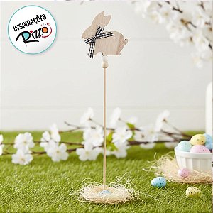 Pick Decorativo de Páscoa - Coelho de Páscoa Deitado - 1 unidade - Cromus - Rizzo