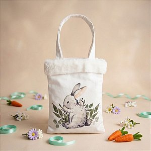 Bolsinha com Alça Coelho Branco G - 1 unidade - Cromus - Rizzo Embalagens