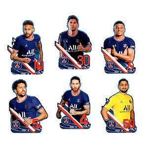 Kit Enfeite de Mesa Suporte para Ficar em Pé Festa PSG - 06 peças - Piffer - Rizzo Embalagens