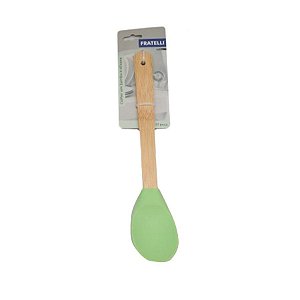 Colher em Silicone com Cabo de Bambu - Verde - 1 unidade - Fratelli - Rizzo