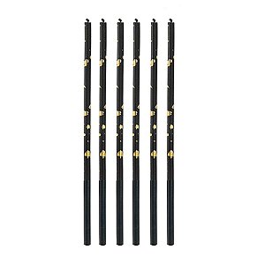 Vela Palito Gigante Preto com Dourado 17 cm - 1 unidade Pct. c/ 6 unds. - Silver Festas - Rizzo Embalagens