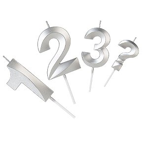Vela Número Aniversário Design Prata - 01 unidade - Silver Festas - Rizzo Embalagens