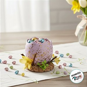 Ovo Decorado Quebrado Pequeno - Lilás - 1 unidade - Cromus - Rizzo