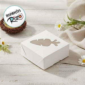 Caixa Quadrada 8x8cm Visor Cenoura Branca - 10 unidades - Crystal - Rizzo