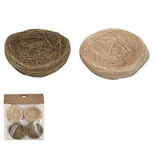 Ninho Decorativo de Páscoa Rústico - Bege e Verde Musgo 5 cm - 1 unidade - Rizzo