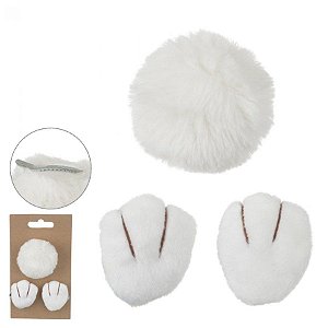 Acessório de Páscoa para Cabelo Pompom e Patinhas - Branco - 1 unidade - Rizzo