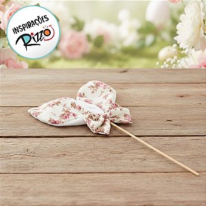 Pick Decorativo de Páscoa - Orelhas Florais - Branco Pastel - 1 unidade - Cromus -