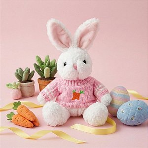 Coelho Pelúcia de Páscoa com Suéter Rosa - Kids - 1 unidade - Cromus -