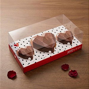 Caixa Coração Lapidado para 3 Corações 200/18/18 g Tanto Amor - 6 Unidades - Cromus - Rizzo