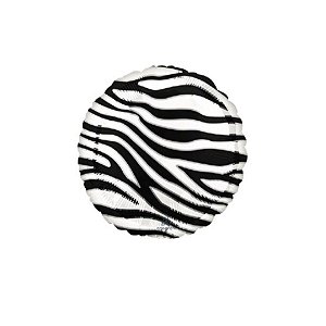 Balão Metalizado Redondo Animal Print Zebra - 17'' (43cm) - 1 unidade - Cromus - Rizzo.
