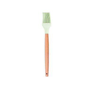 Pincel de Silicone com Cabo de Madeira 27 cm - Verde - 1 unidade - Wellmix - Rizzo Embalagens