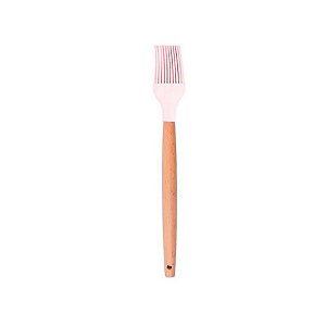 Pincel de Silicone com Cabo de Madeira 27 cm - Rosa Nude - 1 unidade - Wellmix - Rizzo Embalagens