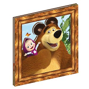 Quadro Decorativo MDF Masha e o Urso - 1 Unidade - Festcolor - Rizzo Embalagens.