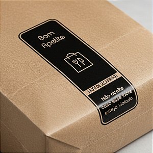 Adesivo "Bom Apetite" - Ref.2045 - Hot Stamping - Preto - 50 unidades - Stickr - Rizzo