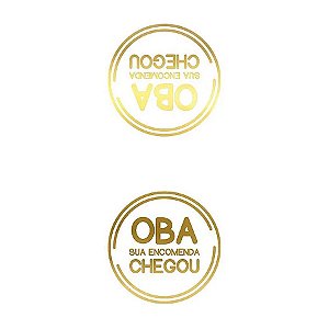 Adesivo "Oba Sua Encomenda Chegou" - Ref.2042 - Hot Stamping - Dourado - 30 unidades - Stickr - Rizzo