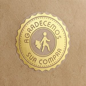 Adesivo "Agradecemos sua Compra" - Ref.2030 - Hot Stamping - Dourado - 50 unidades - Stickr - Rizzo