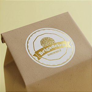 Adesivo "Brigadeiro Gourmet" - Ref.2019 - Hot Stamping - Dourado - 50 unidades - Stickr - Rizzo