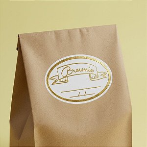 Adesivo "Faixa Brownie com Validade" - Ref.2016 - Hot Stamping - Dourado - 100 unidades - Stickr - Rizzo