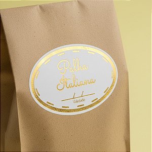 Adesivo "Palha Italiana com Validade" - Ref.2015 - Hot Stamping - Dourado - 100 unidades - Stickr - Rizzo