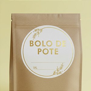Adesivo "Bolo de Pote" - Ref.2002 - Hot Stamping - Dourado - 50 unidades - Stickr - Rizzo