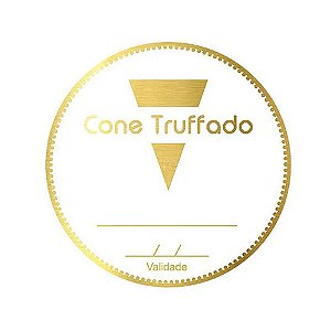 Adesivo "Cone Trufado com Validade" - Ref.2004 - Hot Stamping - Dourado - 50 unidades - Stickr - Rizzo