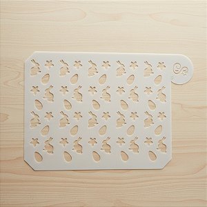Stencil Lavável para Bolo - Tema Páscoa "Coelhinhos e Ovos" - Sonho Fino - Rizzo