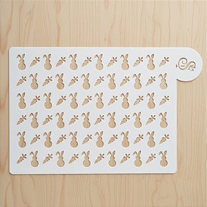Stencil Para Bolo Páscoa Coelhinho e Cenoura - 1 Unidade - Sonho Fino - Rizzo
