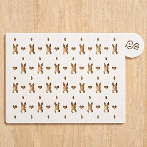 Stencil Para Bolo Páscoa Coelhinho e Coração - 1 Unidade - Sonho Fino - Rizzo