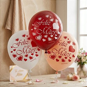 Balão de Festa Decorado - Tema Dia das Mães - Sortidos - 9" 23cm - 25 unidades - Balões São Roque - Rizzo