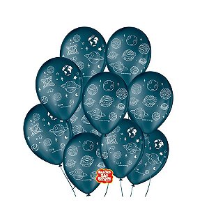 Balão de Festa Látex Decorado - 9'' - Festa Galáxia - Sortido - 1 unidade Pct. c/ 25 unds. - Balões São Roque - Rizzo