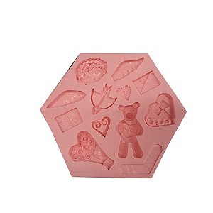 Molde de Silicone "Presentes de Dia dos Namorados" - Ref. S628 - 1 unidade - Molds Planet - Rizzo