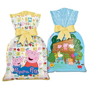 Sacola Plástica para Lembranças - Festa Peppa Pig - 12 unidades - Regina Festas - Rizzo