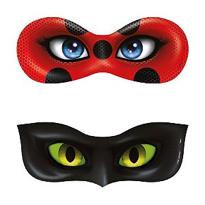 Kit Máscaras de Festa - Lady Bug e Cat Noir Miracolous - 6 unidades - Regina Festas - Rizzo