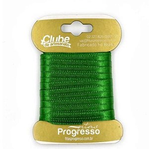 Fita em Cetim - Cor 217 Verde Bandeira - 10 m x 4 mm - 1 unidade - Fitas Progresso - Rizzo Embalagens